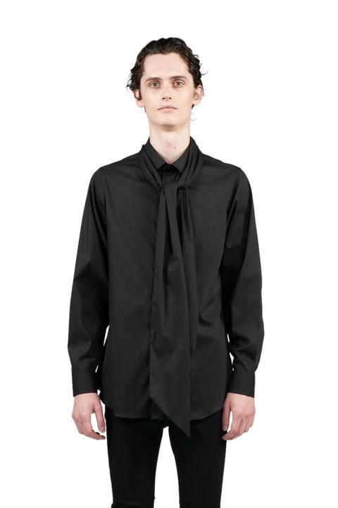 50's ブロードストレッチ レギュラーシャツ with ビッグボウタイ BLACK