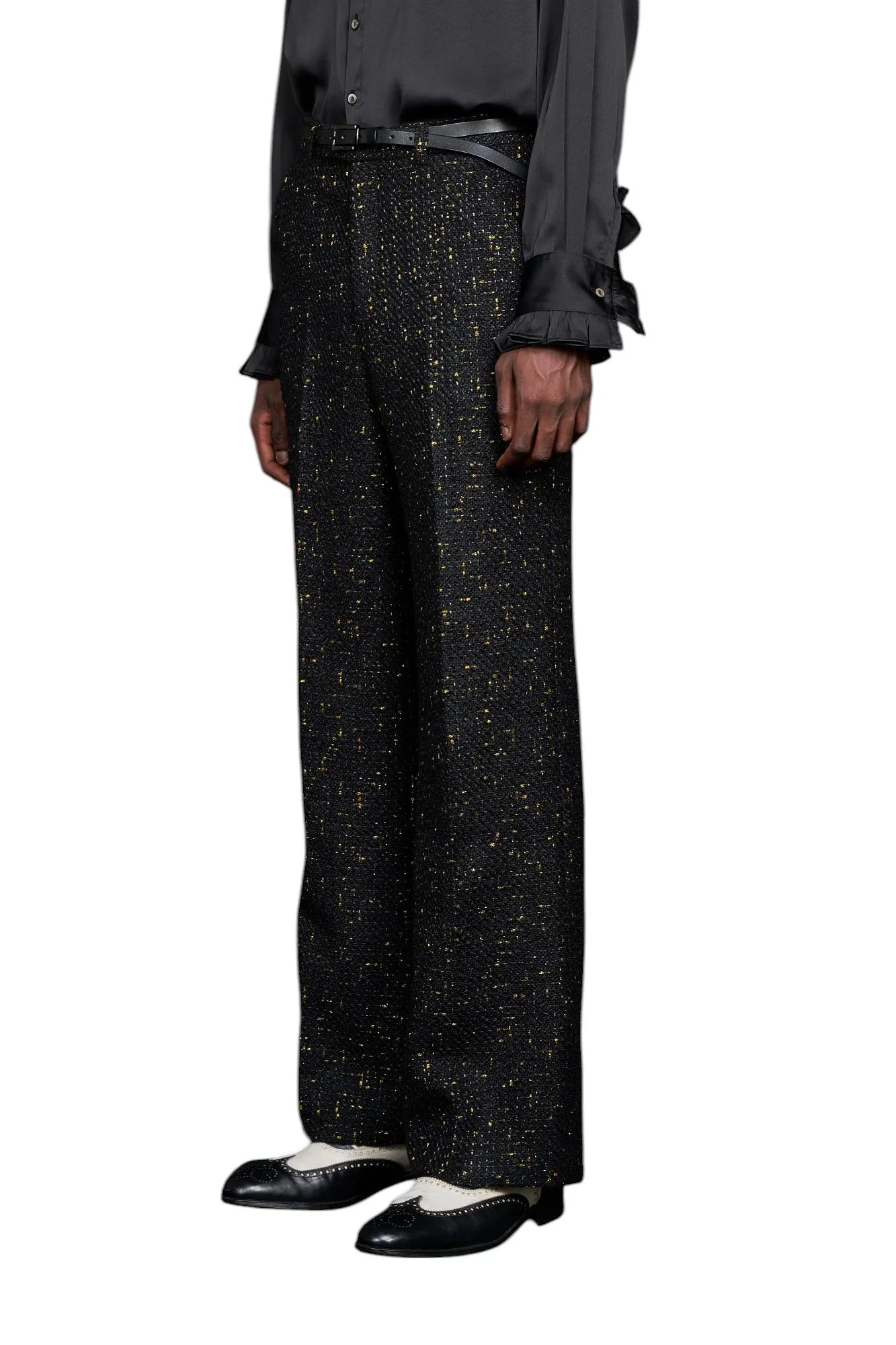 80’ semi wide leg Slacks BLACK×GOLD