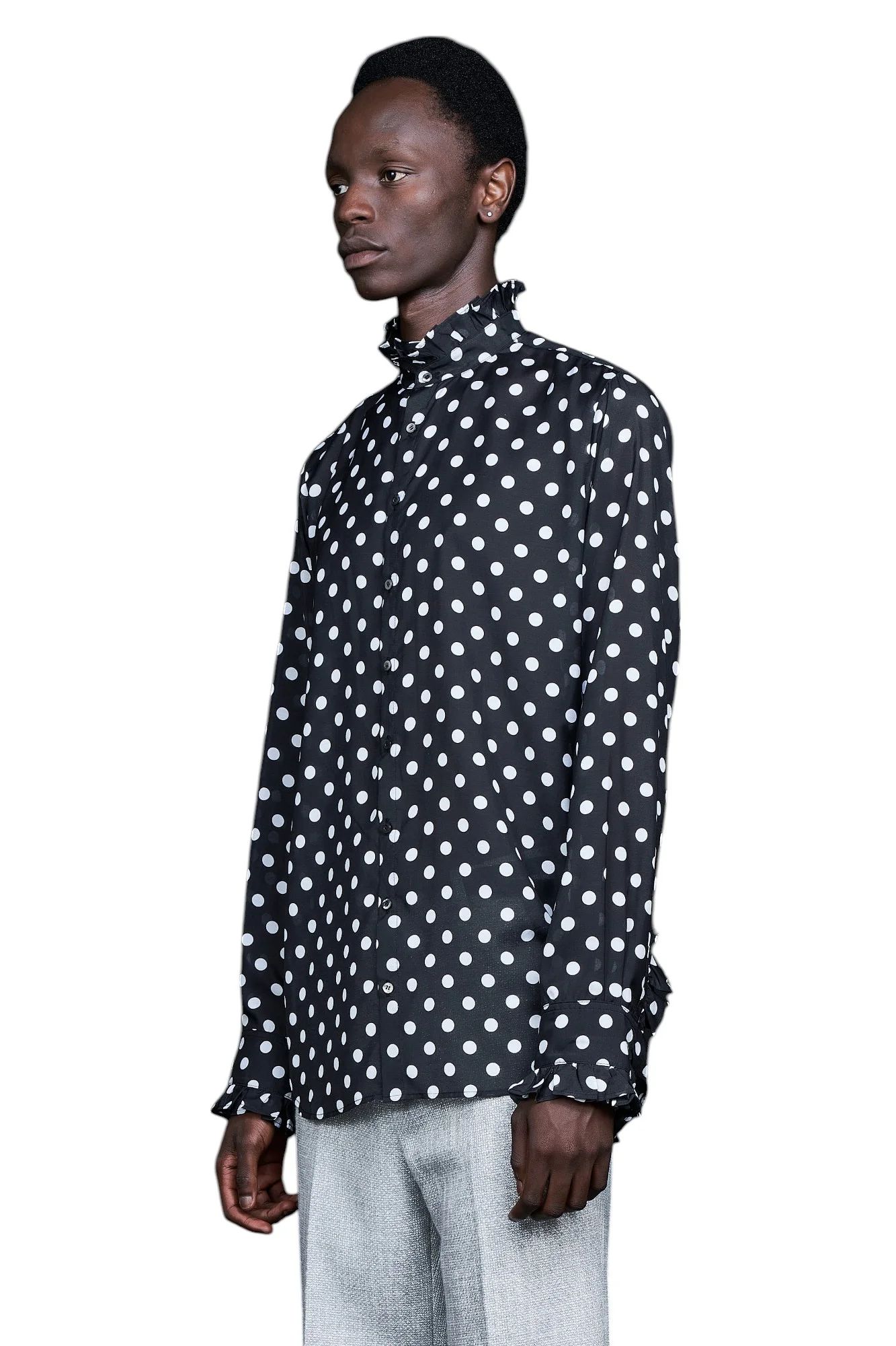 Big Dots Frill Shirt ビッグ ドット フリル ネック シャツ