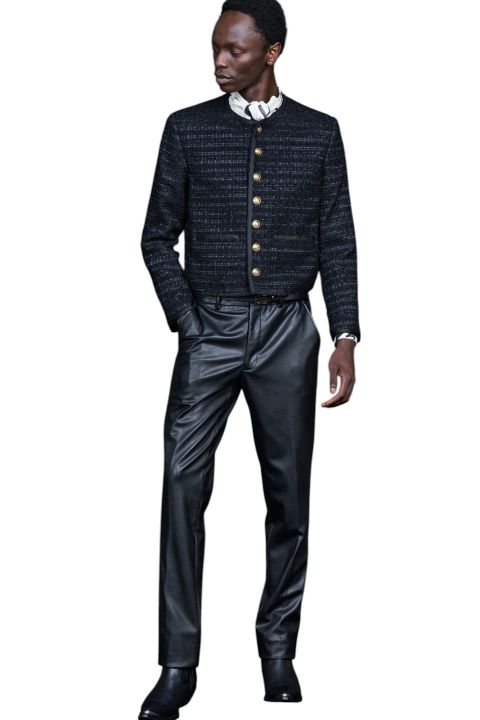 No Collar Cropped Bellboy JK BLACK