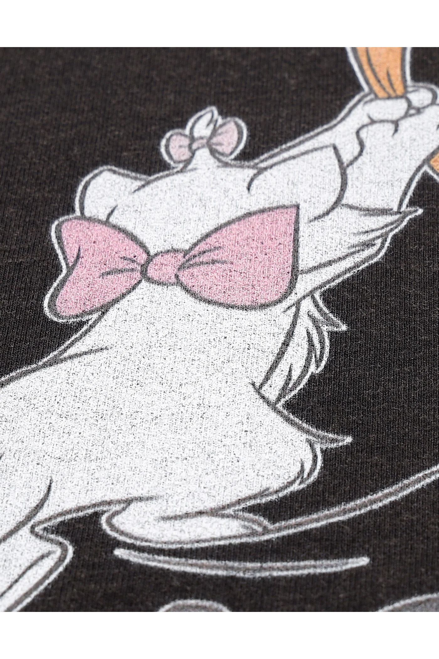 Disney × little sunny bite コラボ マリー プリント 半袖 ビッグTシャツ ブラック