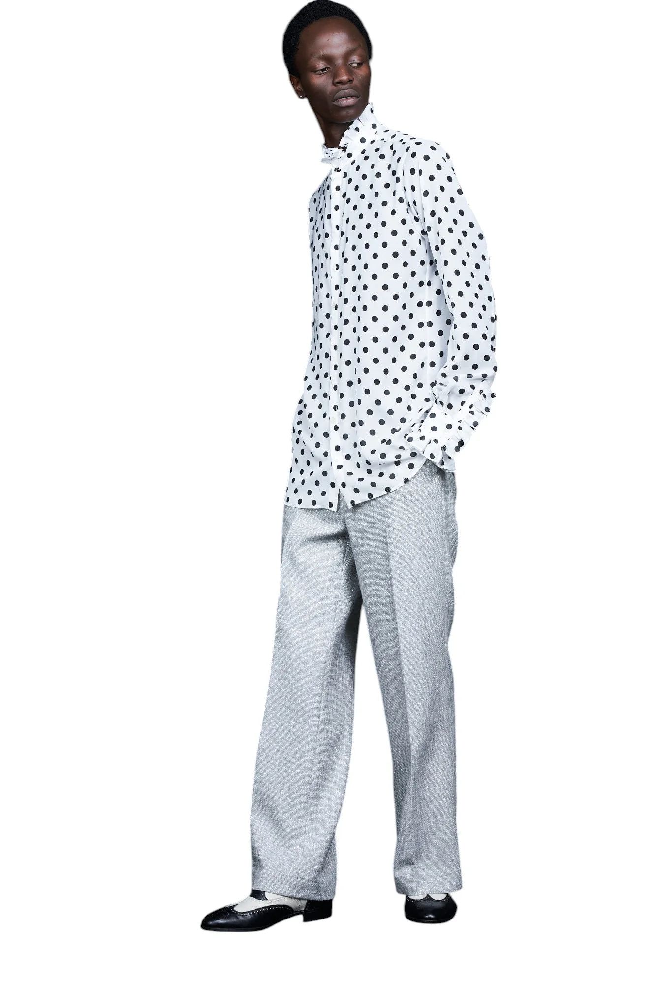 Big Dots Frill Shirt ビッグ ドット フリル ネック シャツ