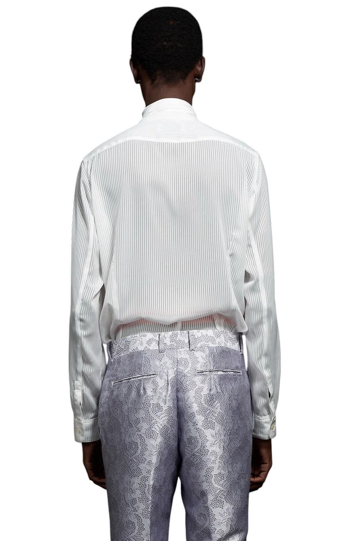 GALAABEND - Sheer Stripe Ribbon Shirt シアーストライプリボン