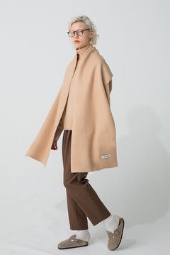 ダブルフェイス ニット ストール ベージュ