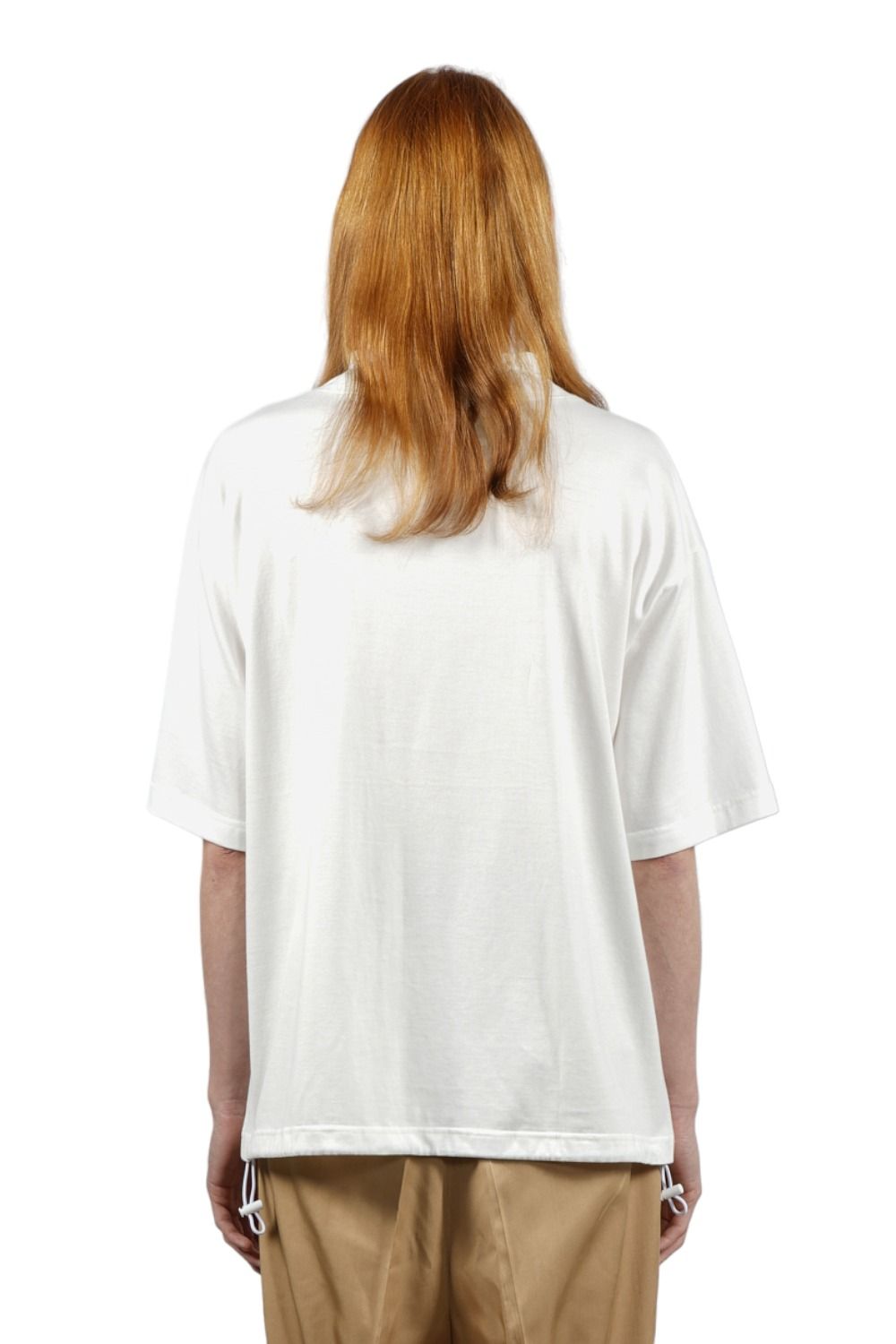 ドローコードモックネックTシャツ WHITE