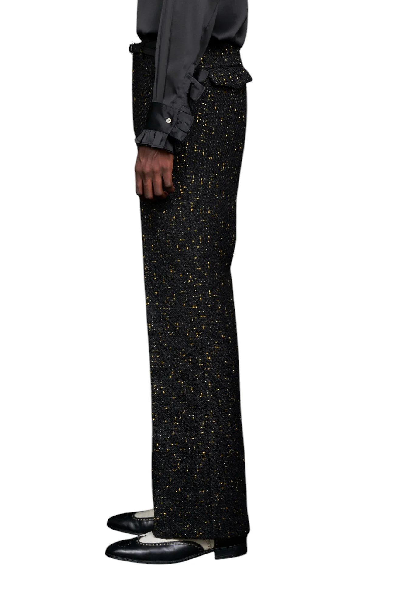 80’ semi wide leg Slacks BLACK×GOLD
