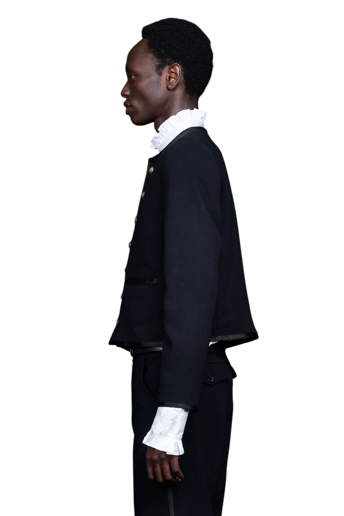 No Collar Cropped Bellboy JK BLACK