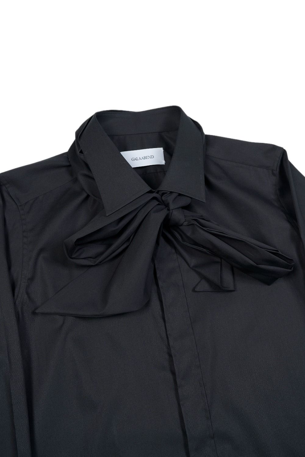 50's ブロードストレッチ レギュラーシャツ with ビッグボウタイ BLACK