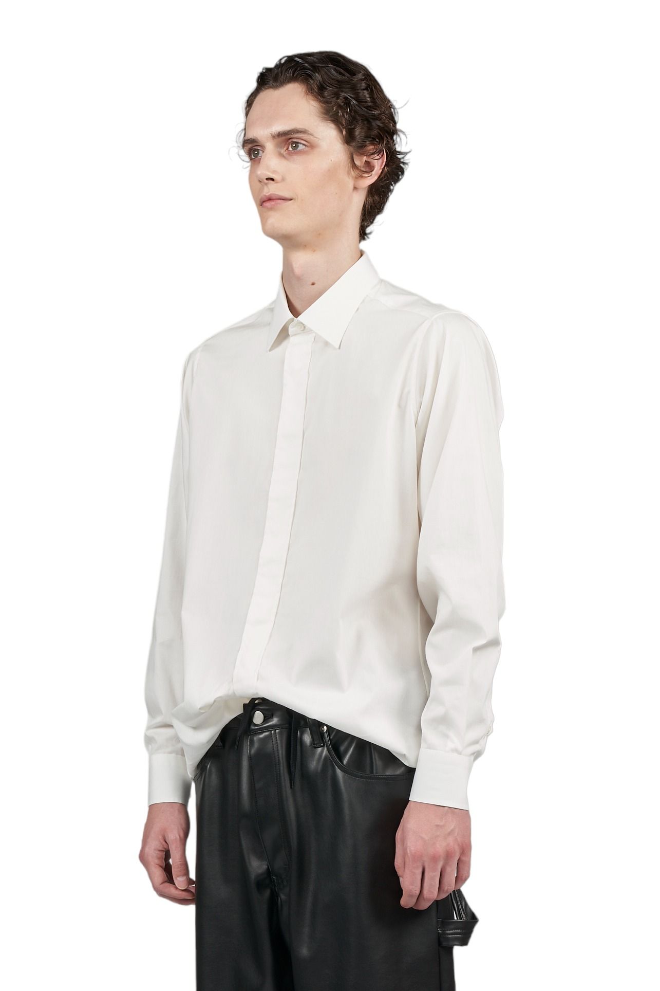 50's ブロードストレッチ レギュラー比翼シャツ WHITE