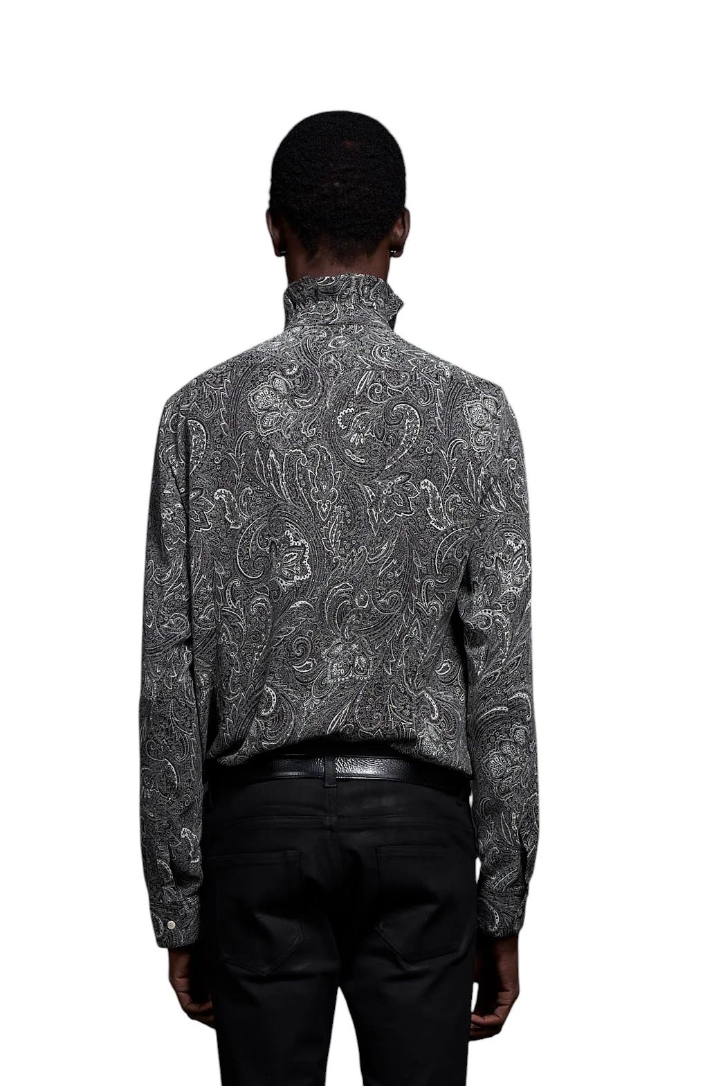 Matte Paisley Hi Neck Frill Shirt マットペイズリーハイネックフリルネックシャツ