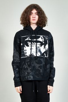 "TEST HOODY" グラフィックプリントパーカー ブラック (one and only)