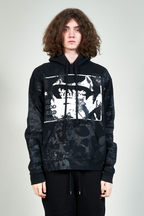 "TEST HOODY" グラフィックプリントパーカー ブラック (one and only)