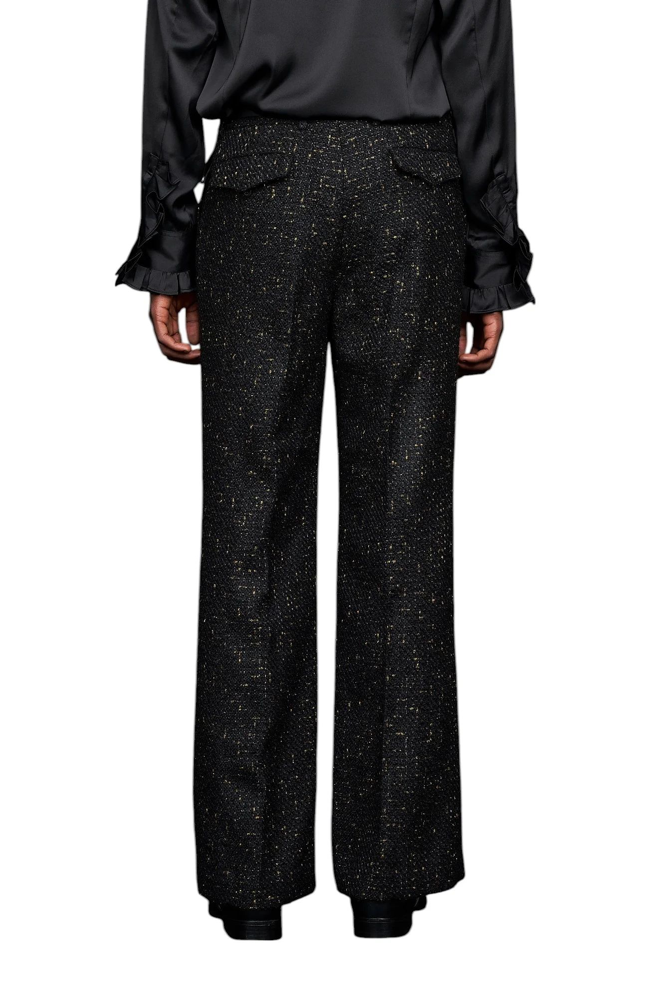 80’ semi wide leg Slacks BLACK×GOLD