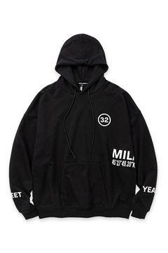 ワイドシルエットリラックスプルオーバーパーカー ブラック