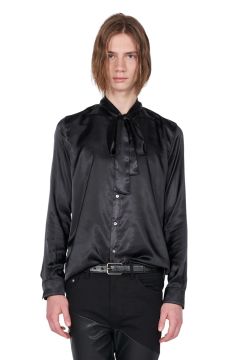 サテン リボン シャツ Satin Ribbon Shirt Black