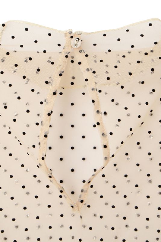 スタンドネック チュール ドット プルオーバー Beige