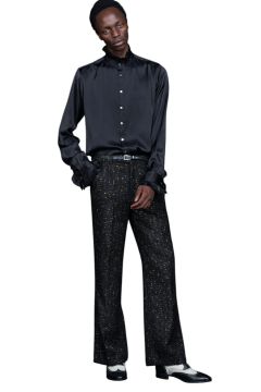 80’ semi wide leg Slacks BLACK×GOLD