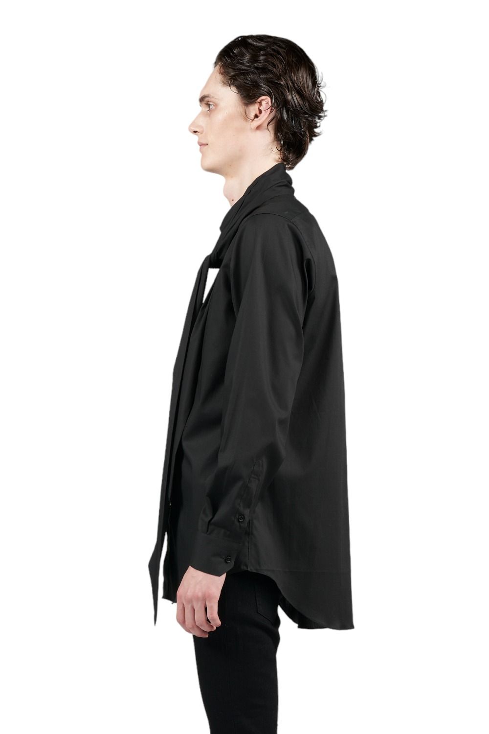 50's ブロードストレッチ レギュラーシャツ with ビッグボウタイ BLACK