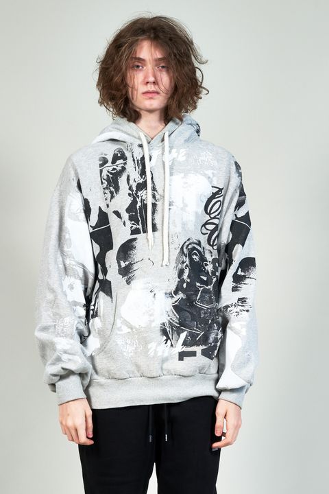"TEST HOODY" グラフィックプリントパーカー グレー (one and only)