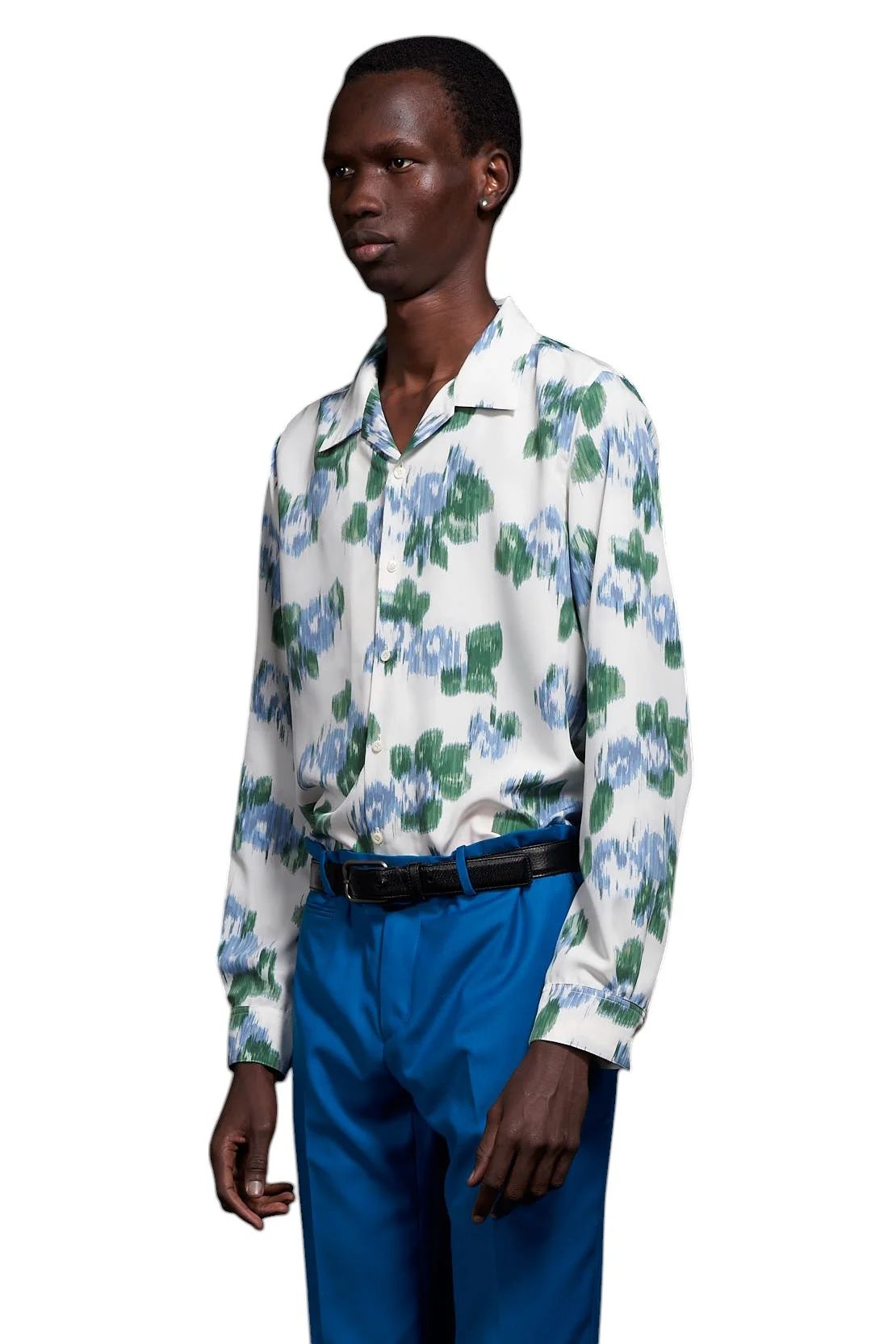 Pixel Flower Print Open Collar Shirt ピクセルフラワーオープンカラーシャツ