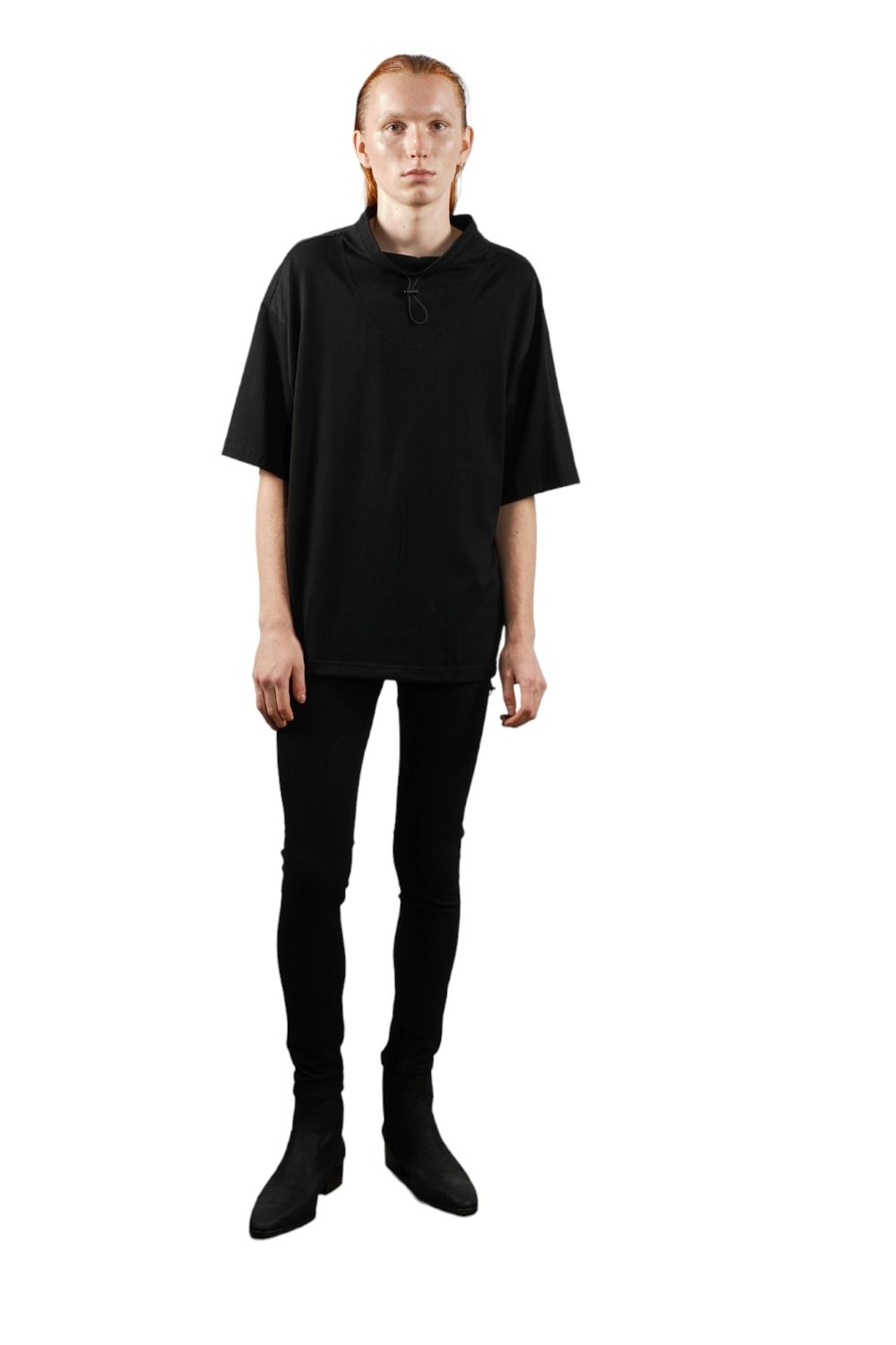 ドローコードモックネックTシャツ BLACK
