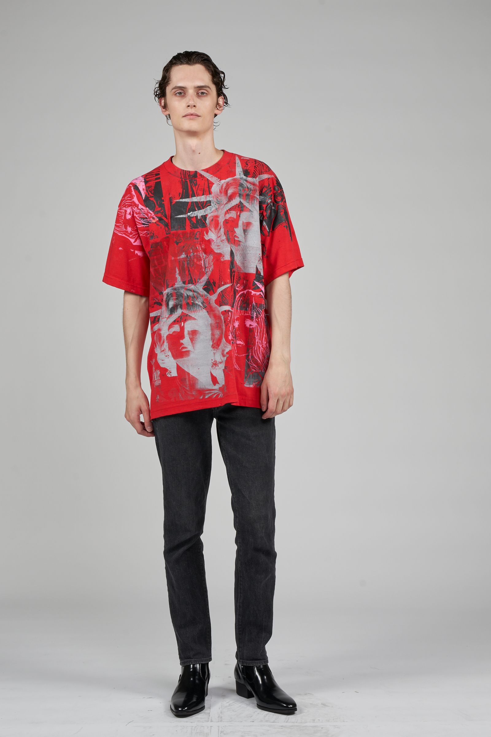 "TEST T" グラフィックプリント 半袖Tシャツ レッド (one and only)