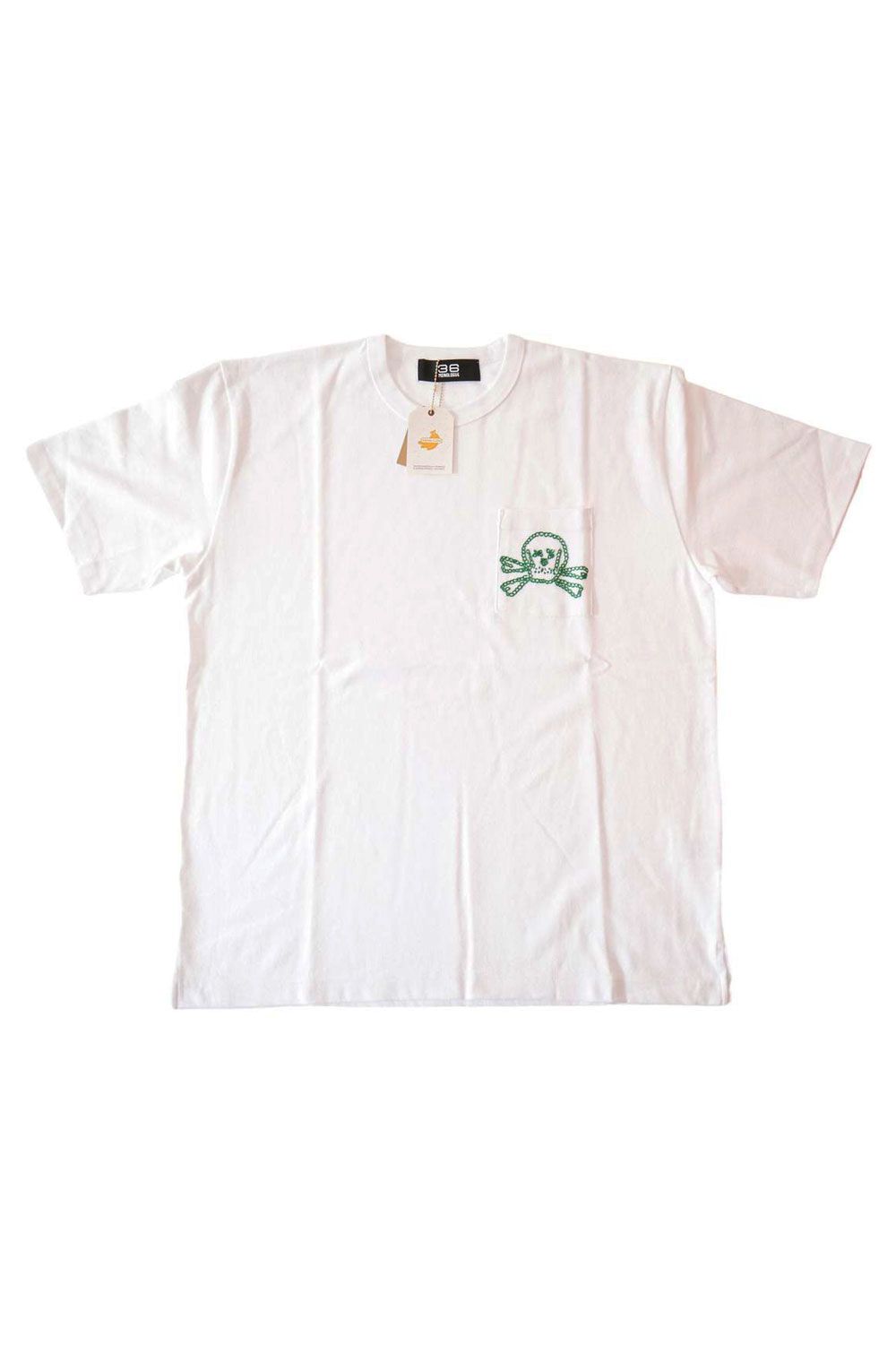 スカル ハンド刺繍 半袖 Tシャツ ホワイト