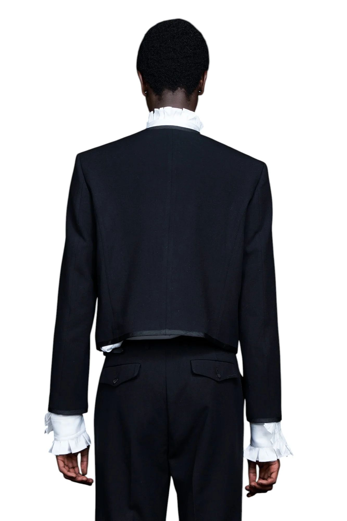 No Collar Cropped Bellboy JK BLACK