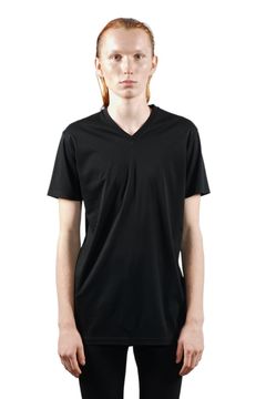 シルケットスムースVネックTシャツ BLACK