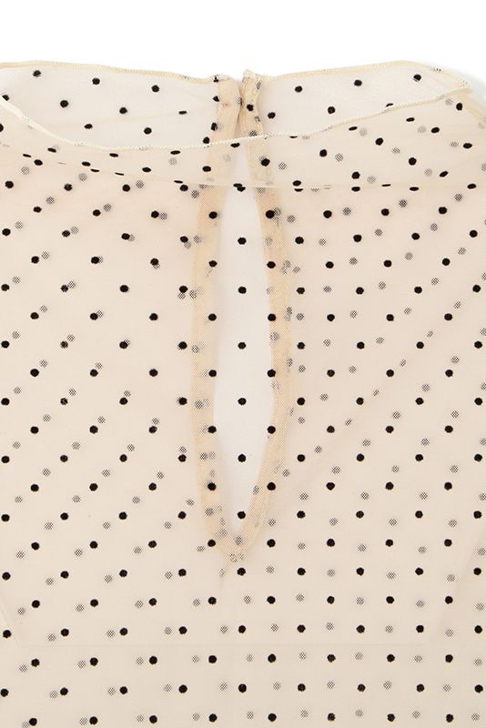 スタンドネック チュール ドット プルオーバー Beige