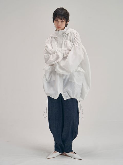 ヘムタックスクイーズデニムパンツ インディゴ