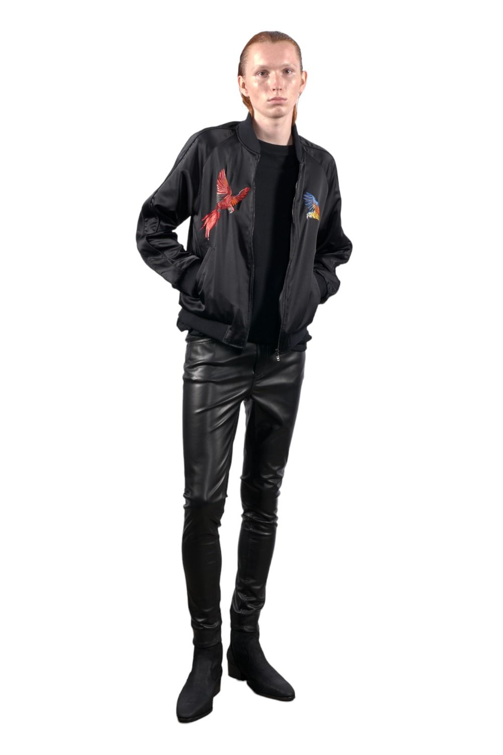 ウォッシャブルヴィーガンレザーレギンスパンツ BLACK