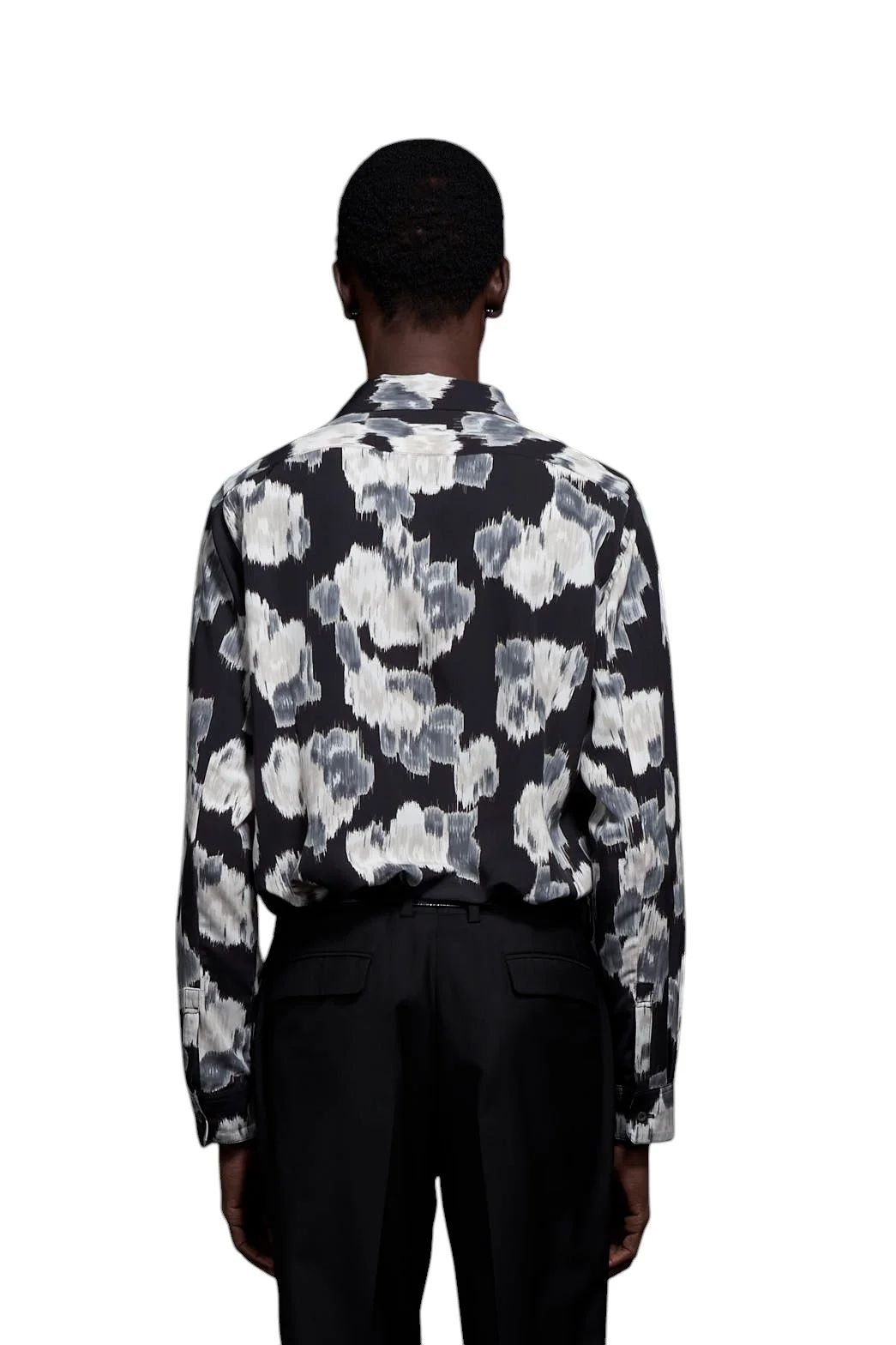 Pixel Flower Print Open Collar Shirt ピクセルフラワーオープンカラーシャツ