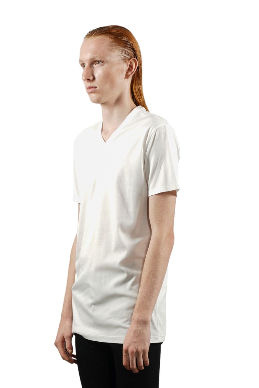 シルケットスムースVネックTシャツ WHITE