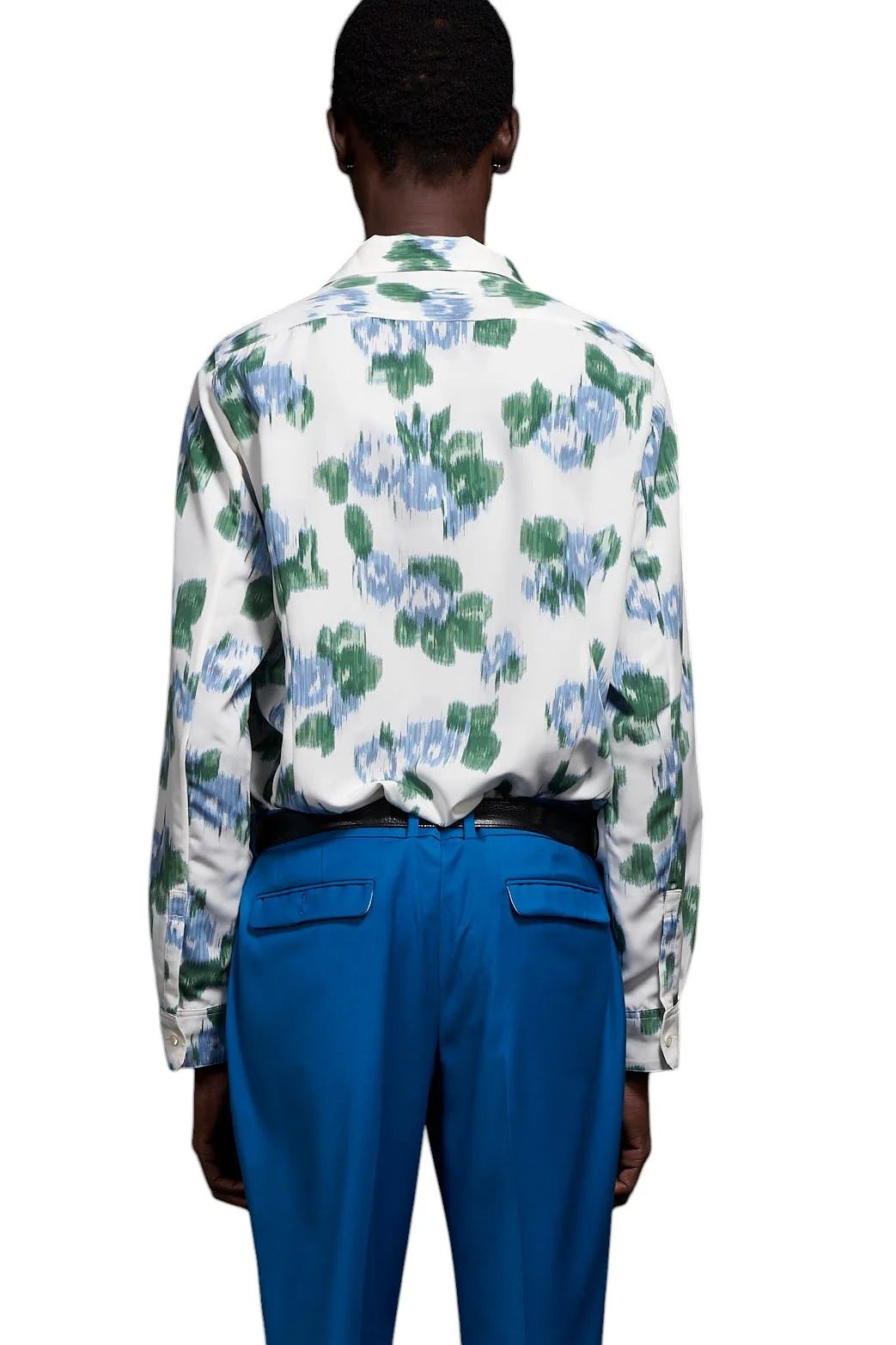 Pixel Flower Print Open Collar Shirt ピクセルフラワーオープンカラーシャツ