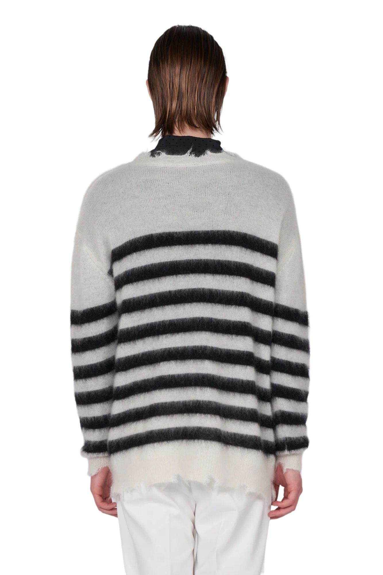 ランダム マリン ボーダーニット Random Marine Border Crashed Knit WHITE×BLACK