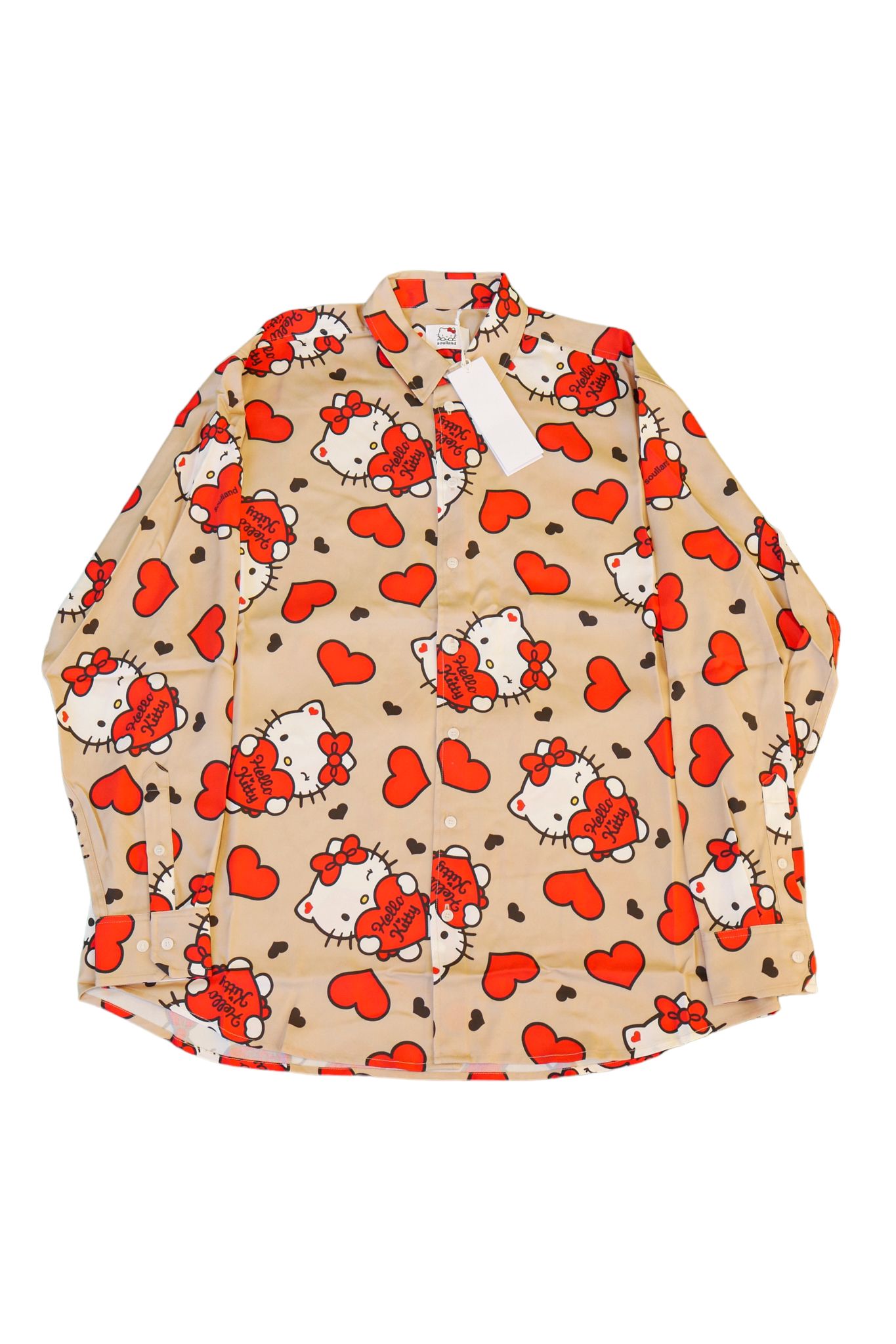 soulland×ハローキティ コラボ プリント Damon 長袖シャツ ベージュ