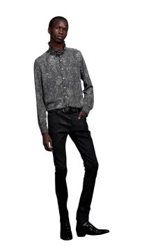 Matte Paisley Hi Neck Frill Shirt マットペイズリーハイネックフリルネックシャツ