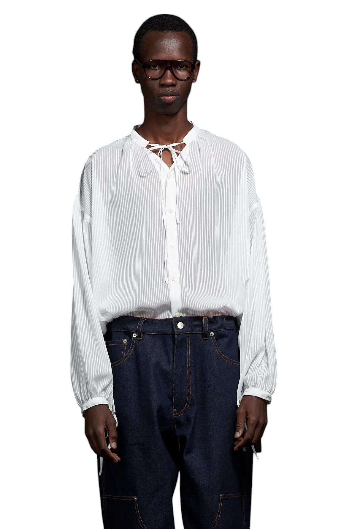 Sheer Stripe Smock Shirt シアースモックシャツ
