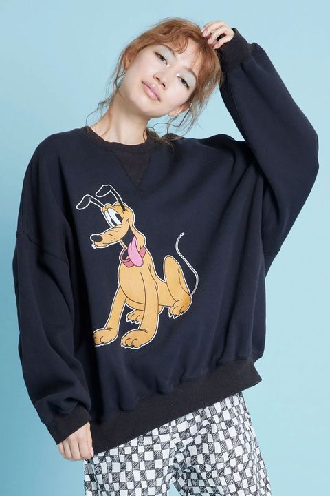 Disney × little sunny bite コラボ プルート スウェット プリントトレーナー ブラック
