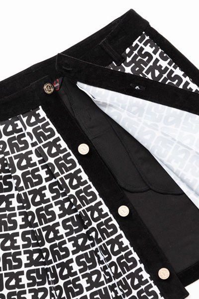 フロントプリーツ プリント スカート ブラック