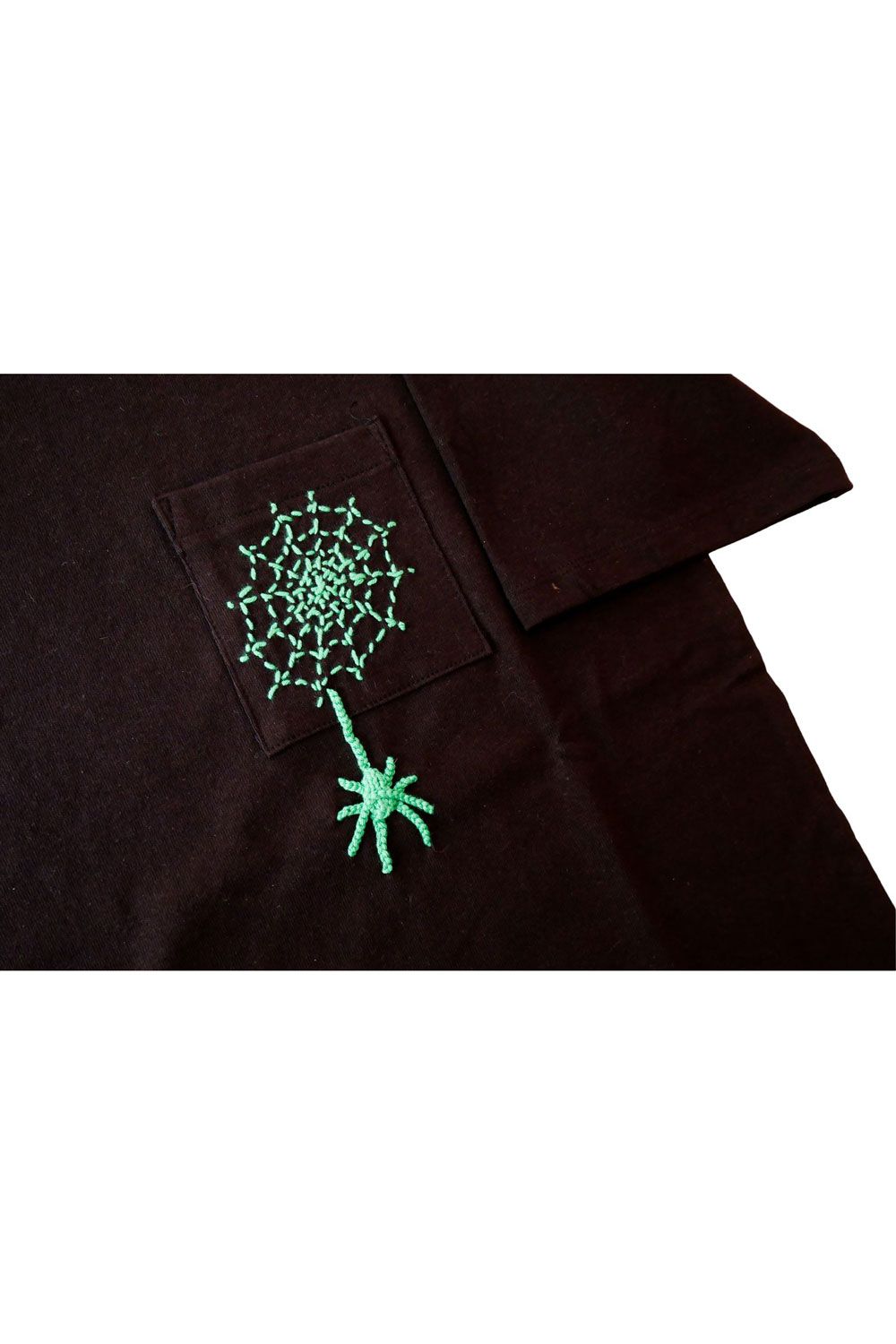 スパイダー ハンド刺繍 半袖 Tシャツ ブラック
