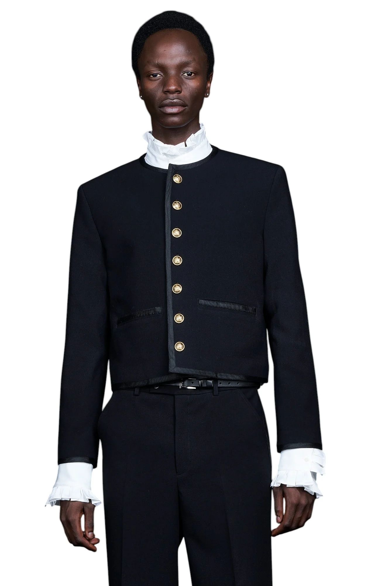 No Collar Cropped Bellboy JK BLACK