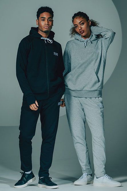 ベーシックスウェット裾ジップパンツ ネイビー