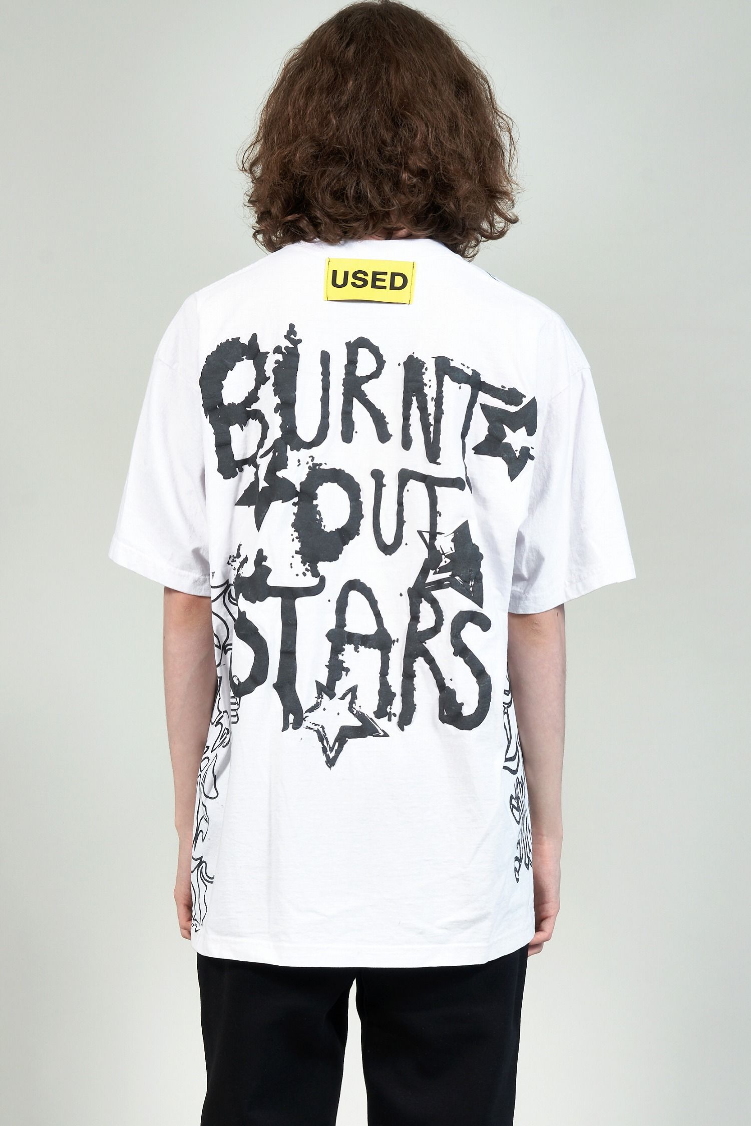"TEST T" グラフィックプリント 半袖Tシャツ ホワイト×ブラック (one and only)
