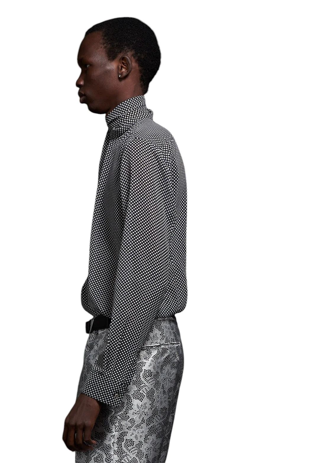 Over Dots tiny Ribbon Shirt オーバードットタイニーリボンシャツ