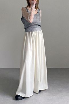 タック ワイドパンツ ホワイト