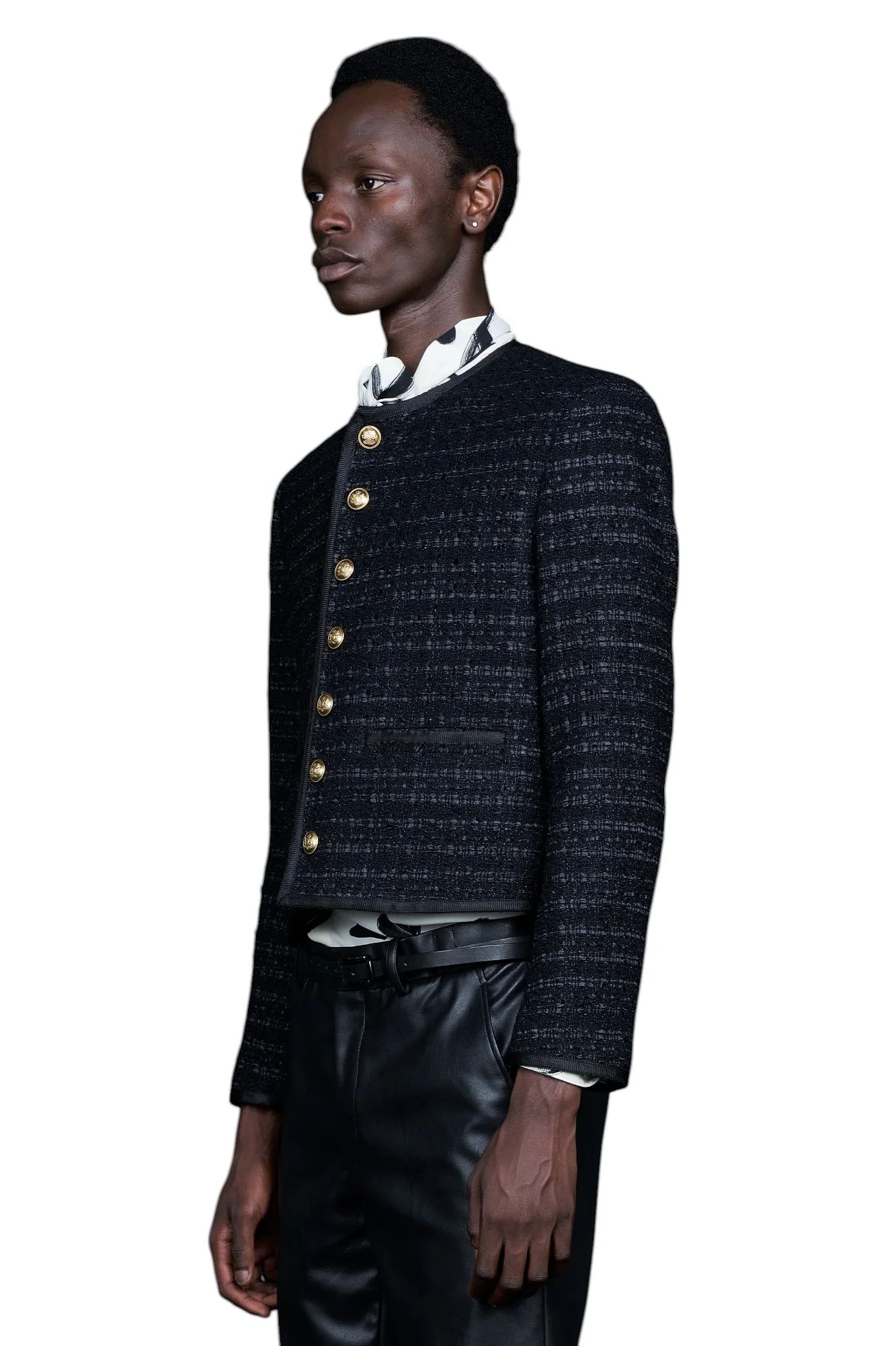 No Collar Cropped Bellboy JK BLACK