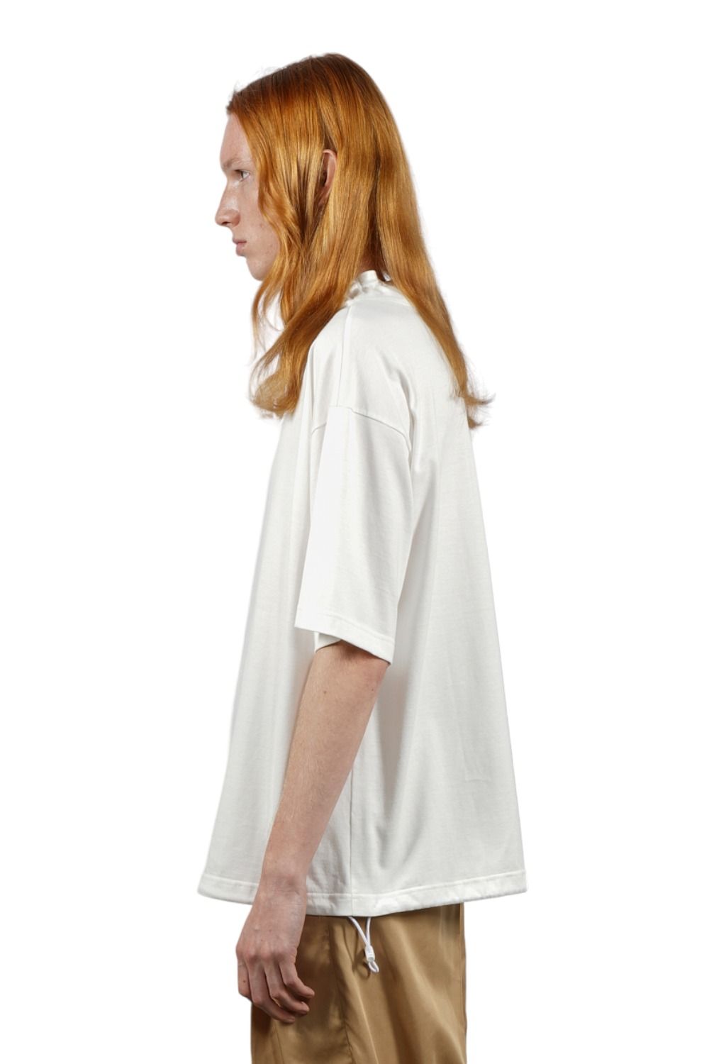 ドローコードモックネックTシャツ WHITE
