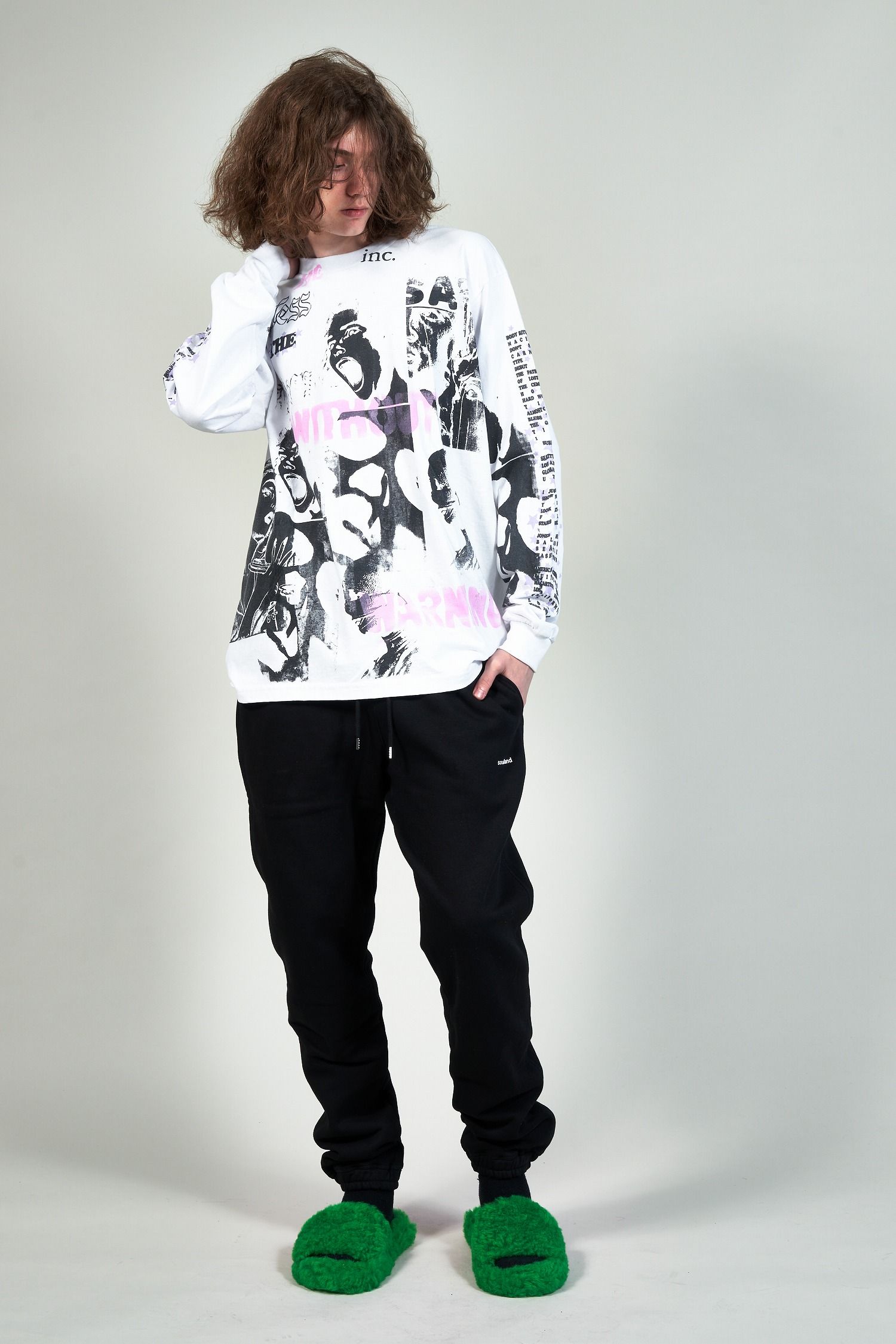 "TEST T" グラフィックプリント 長袖Tシャツ ホワイト (one and only)